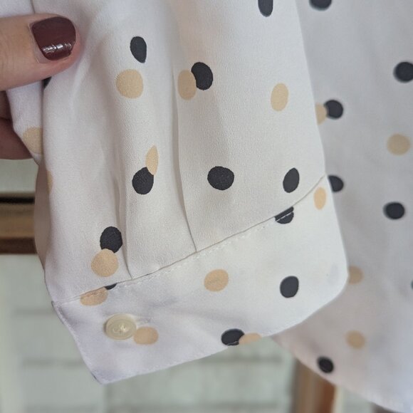 NWT Ann Taylor Classic Shirt Polka Dots Size Large - Picture 6 of 12